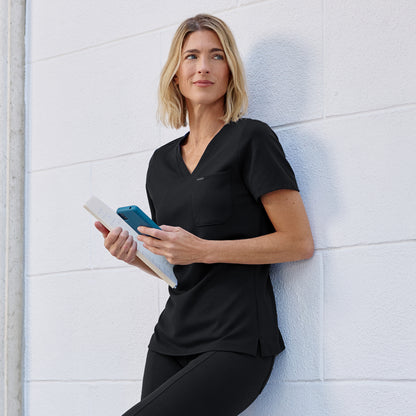 Rhena Slim UltraSOFT Scrub Top - Black