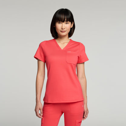 Rhena Slim UltraSOFT™ Scrub Top - Coral