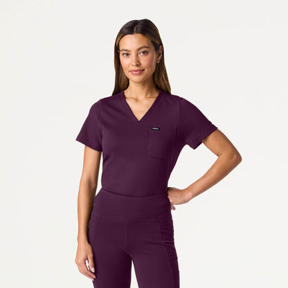 Rhena Slim UltraSOFT™ Scrub Top - Deep Eggplant