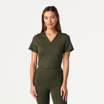 Rhena Slim UltraSOFT Scrub Top - Deep Olive