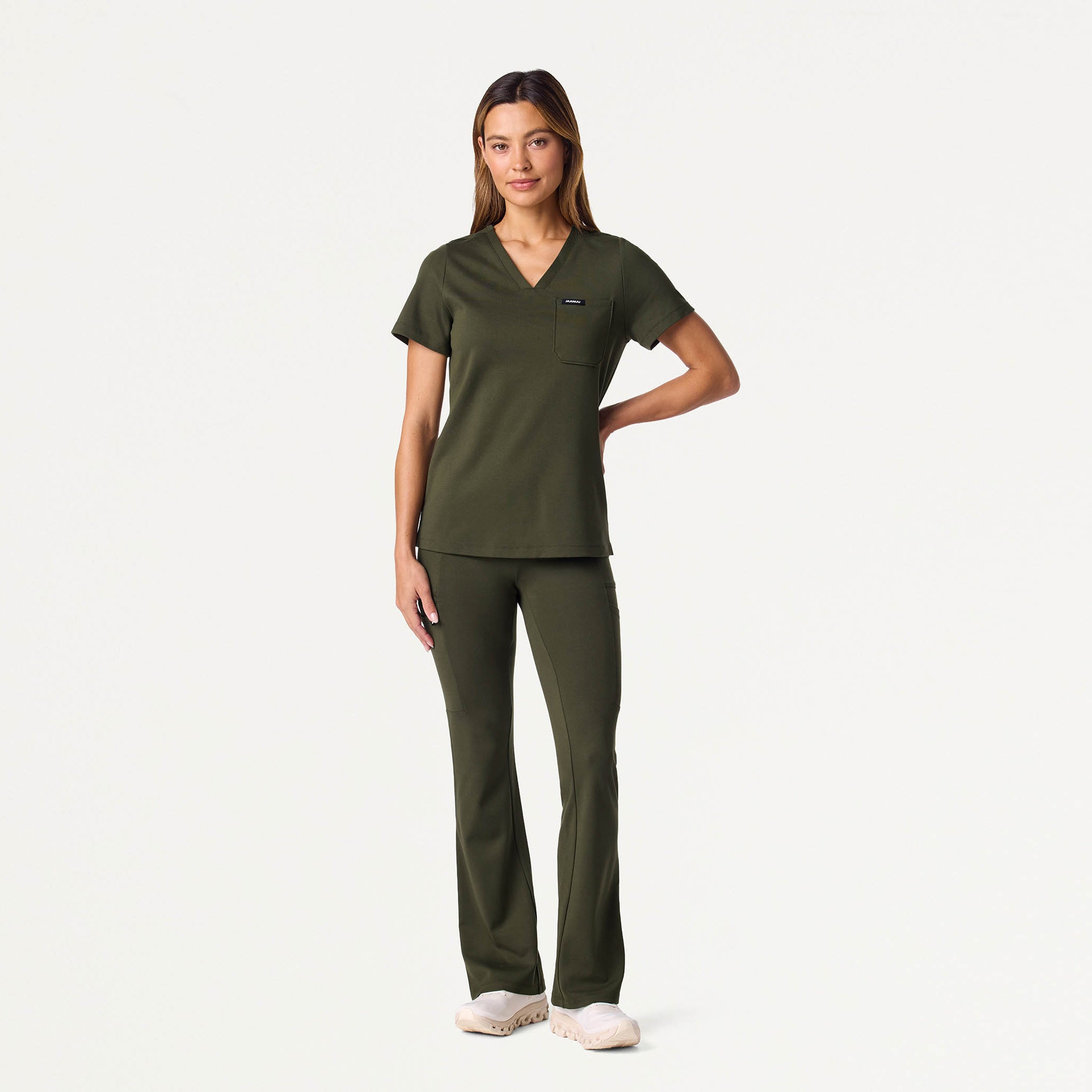 Rhena Slim UltraSOFT™ Scrub Top - Deep Olive