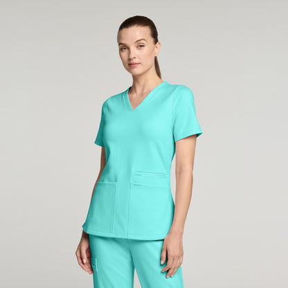 Kass Slim 4-Pocket UltraSOFT™ Scrub Top - Surf