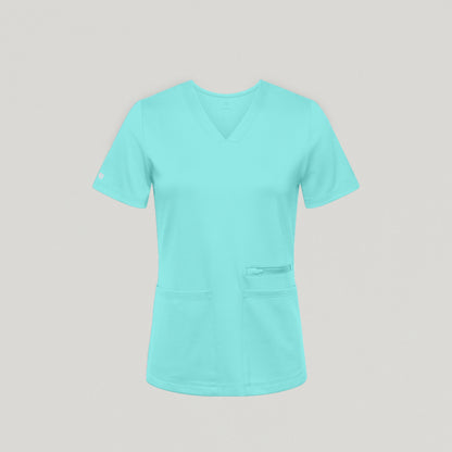 Kass Slim 4-Pocket UltraSOFT™ Scrub Top - Surf