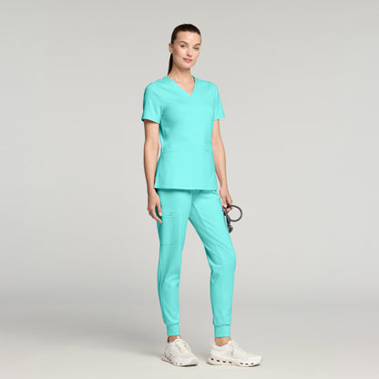 Kass Slim 4-Pocket UltraSOFT™ Scrub Top - Surf