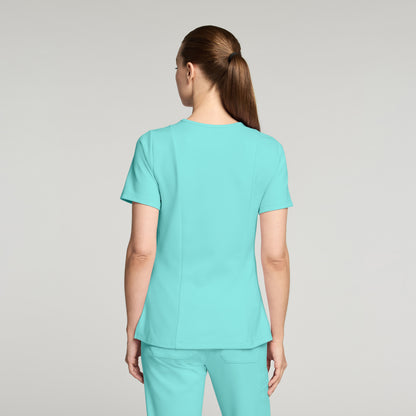 Kass Slim 4-Pocket UltraSOFT™ Scrub Top - Surf