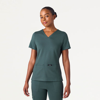 Kass Slim 4-Pocket UltraSOFT™ Scrub Top - Alpine Green