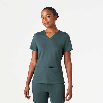 Kass Slim 4-Pocket Scrub Top - Alpine Green
