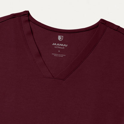 Kass Slim 4-Pocket UltraSOFT Scrub Top - Burgundy
