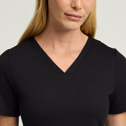 Kass Slim 4-Pocket Scrub Top - Black + Gold Zip