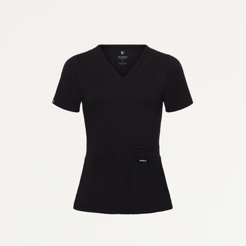 Kass Slim 4-Pocket ULTRAsoft Scrub Top - Black