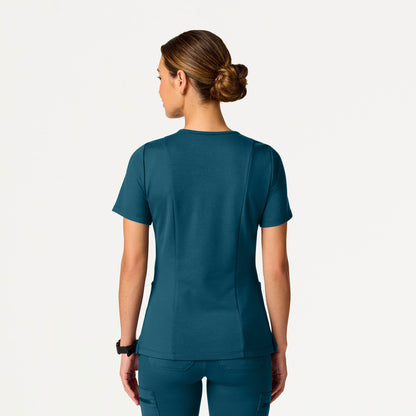 Kass Slim 4-Pocket UltraSOFT Scrub Top - Caribbean Blue