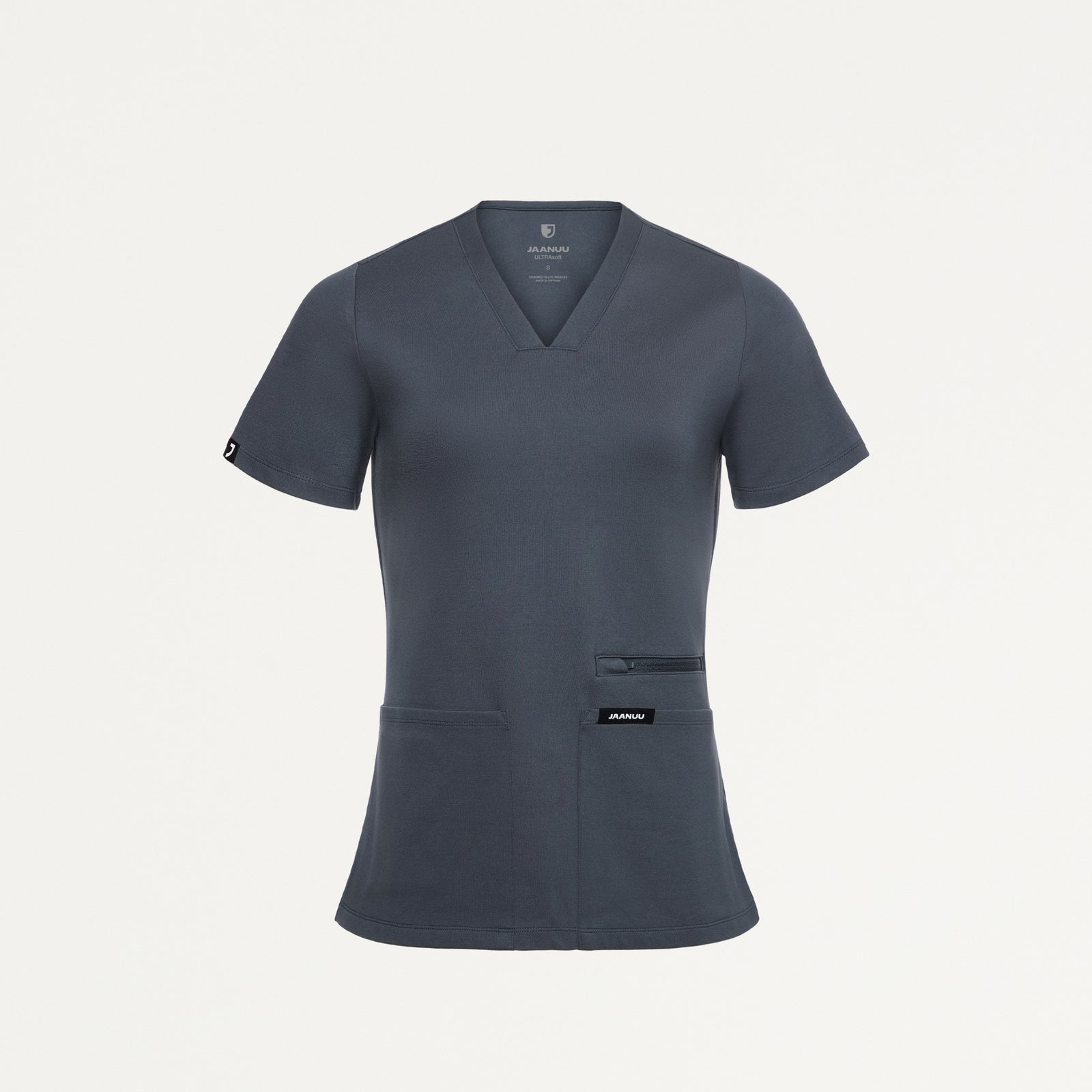 Kass Slim 4-Pocket ULTRAsoft Scrub Top - Carbon Gray