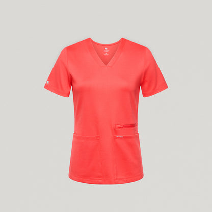 Kass Slim 4-Pocket UltraSOFT™ Scrub Top - Coral
