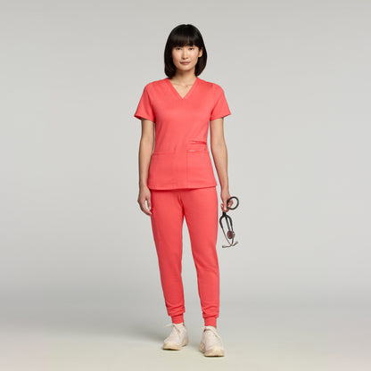 Kass Slim 4-Pocket UltraSOFT™ Scrub Top - Coral