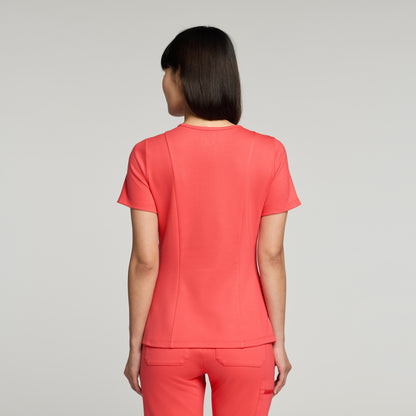 Kass Slim 4-Pocket UltraSOFT™ Scrub Top - Coral