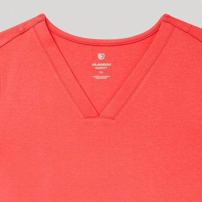 Kass Slim 4-Pocket UltraSOFT™ Scrub Top - Coral