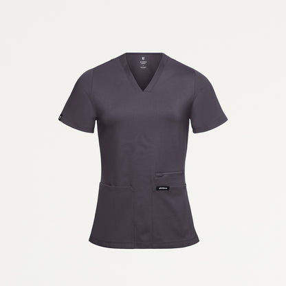 Kass Slim 4-Pocket UltraSOFT™ Scrub Top - Harbor Gray