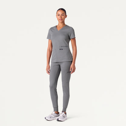 Kass Slim 4-Pocket UltraSOFT™ Scrub Top - Graphite