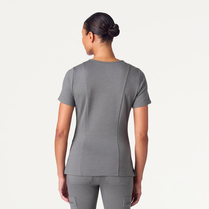 Kass Slim 4-Pocket UltraSOFT™ Scrub Top - Graphite