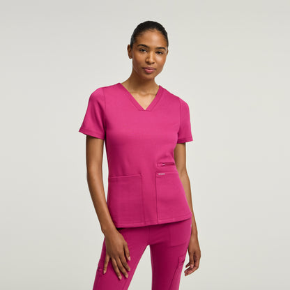 Kass Slim 4-Pocket Scrub Top - Warrior Pink