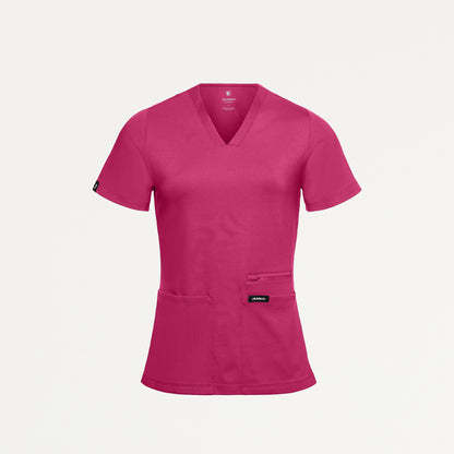 Kass Slim 4-Pocket UltraSOFT™ Scrub Top - Wild Berry