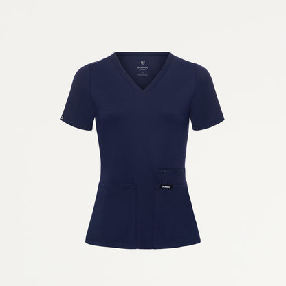 Kass Slim 4-Pocket UltraSOFT Scrub Top - Midnight Navy