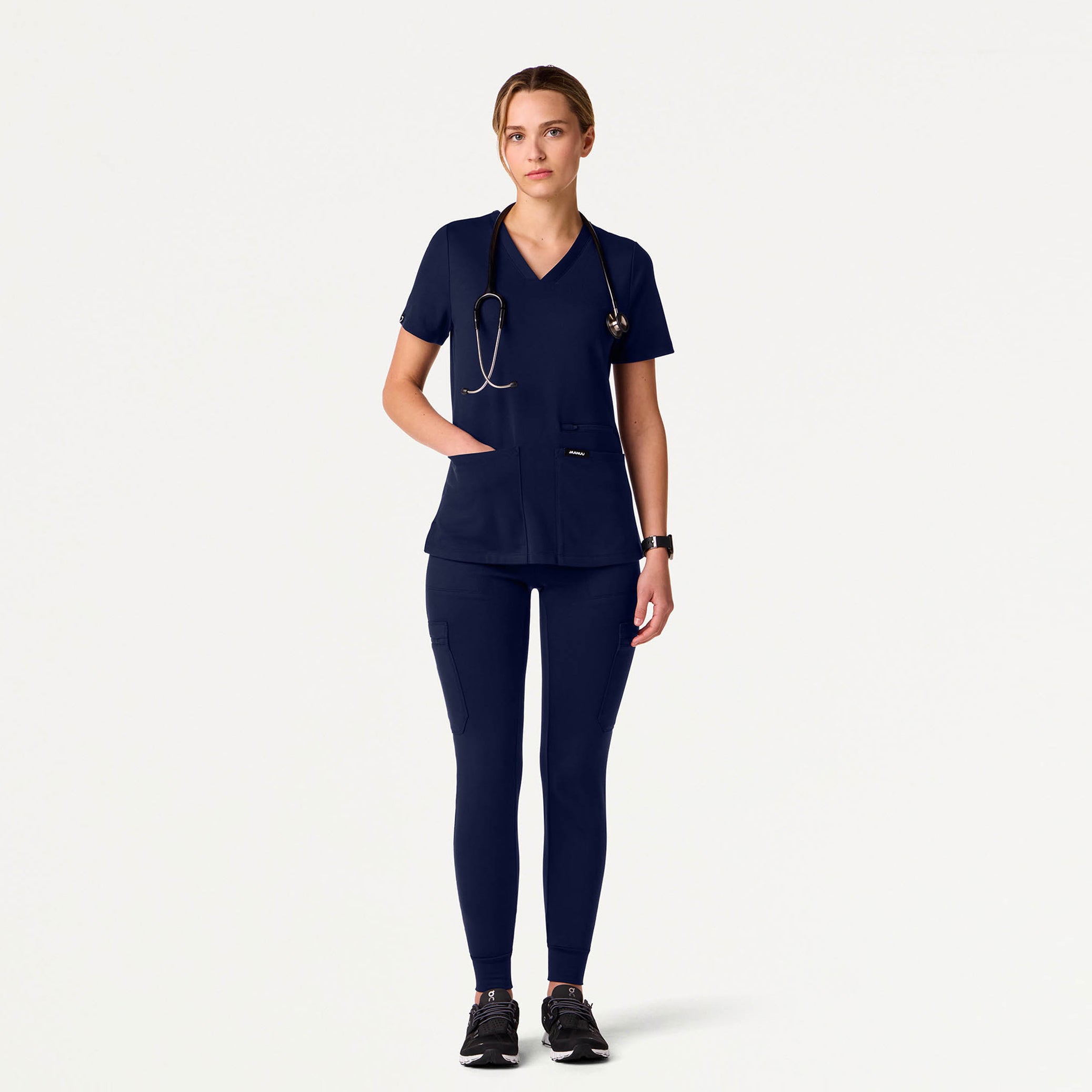 Kass Slim 4-Pocket UltraSOFT™ Scrub Top - Midnight Navy