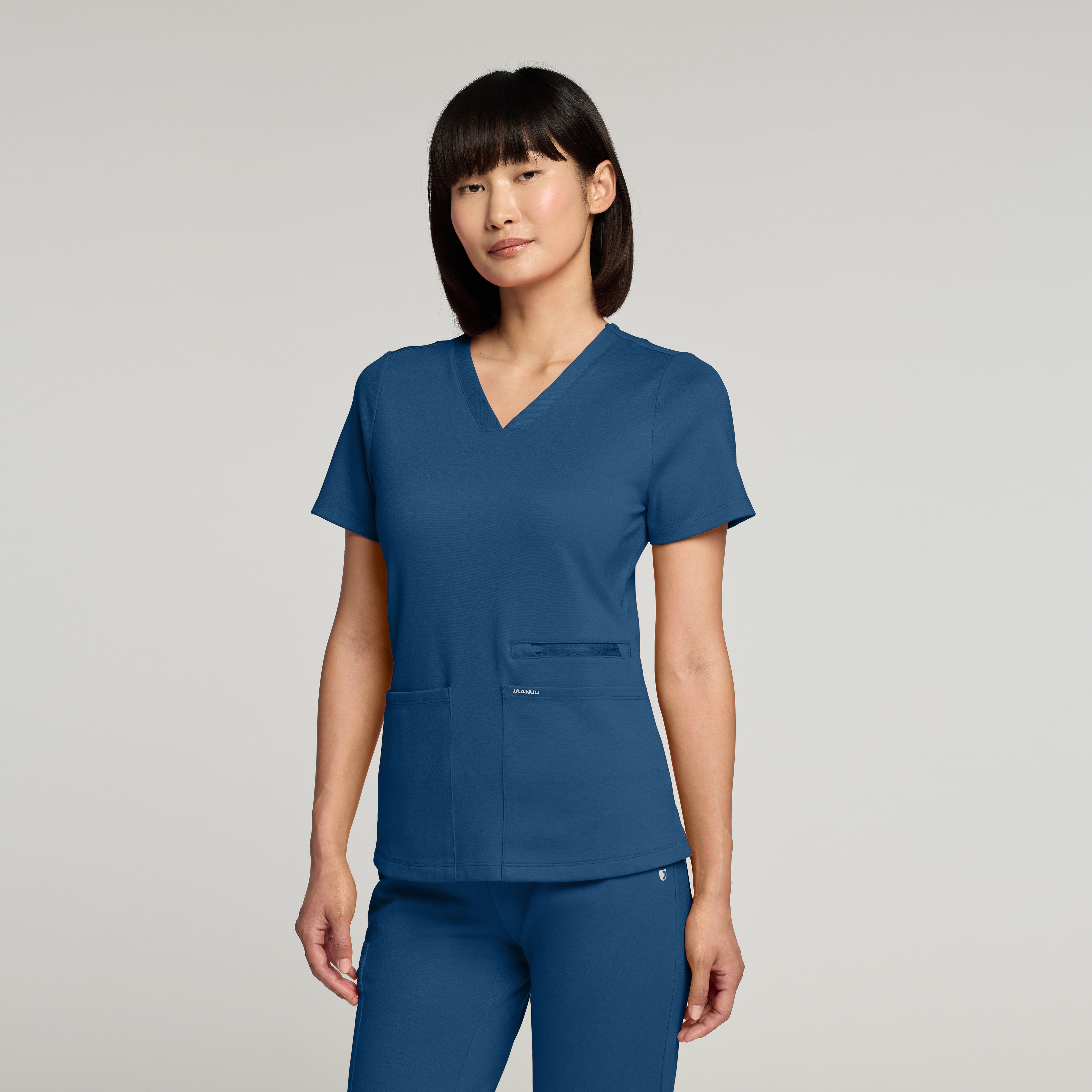 Kass Slim 4-Pocket Scrub Top - Ocean