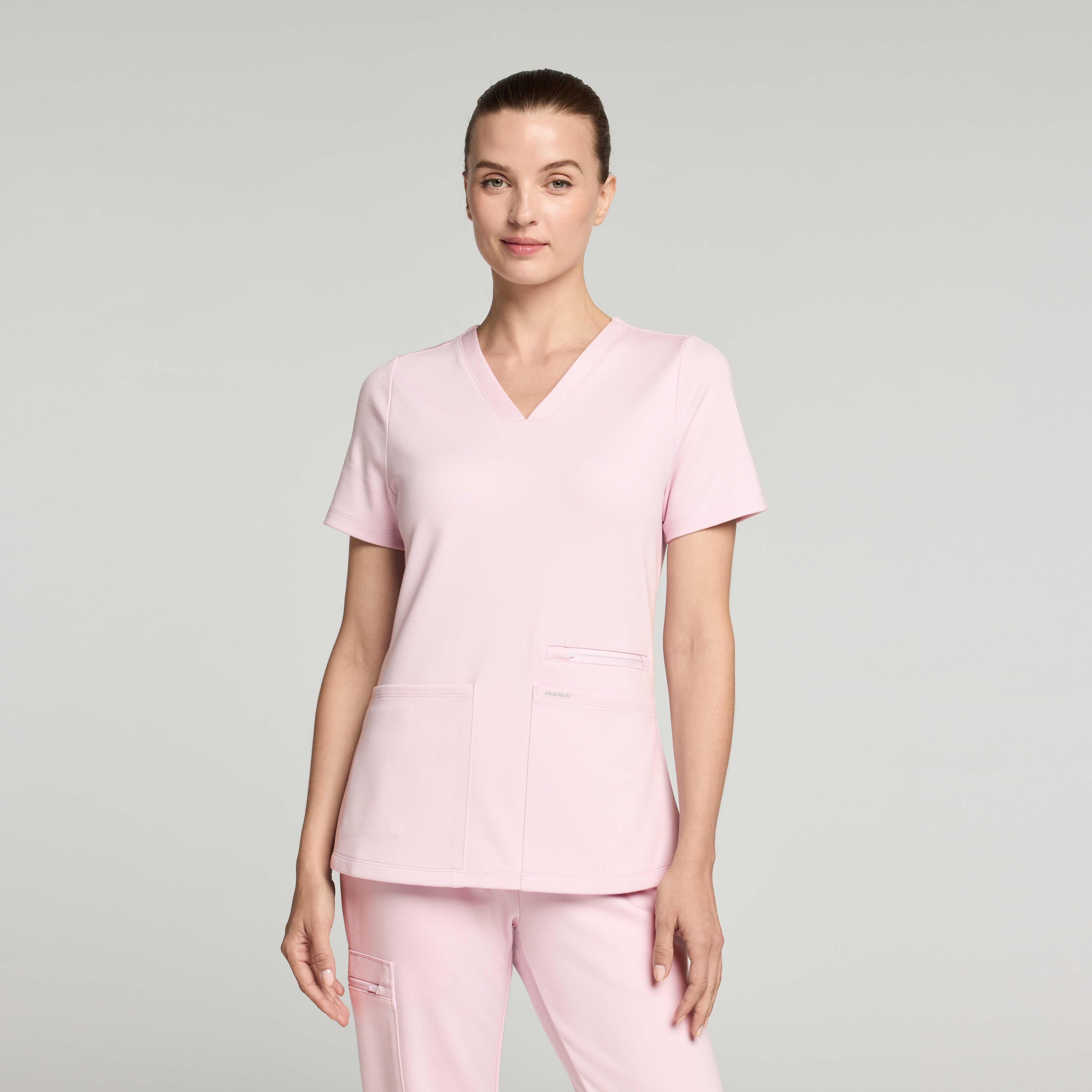 Kass Slim 4-Pocket UltraSOFT™ Scrub Top - Rose Quartz