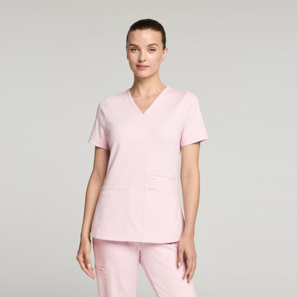Kass Slim 4-Pocket UltraSOFT™ Scrub Top - Rose Quartz
