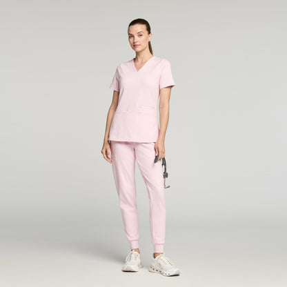 Kass Slim 4-Pocket UltraSOFT™ Scrub Top - Rose Quartz