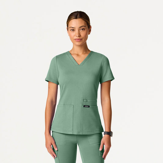 Kass Slim 4-Pocket ULTRAsoft Scrub Top - Sage