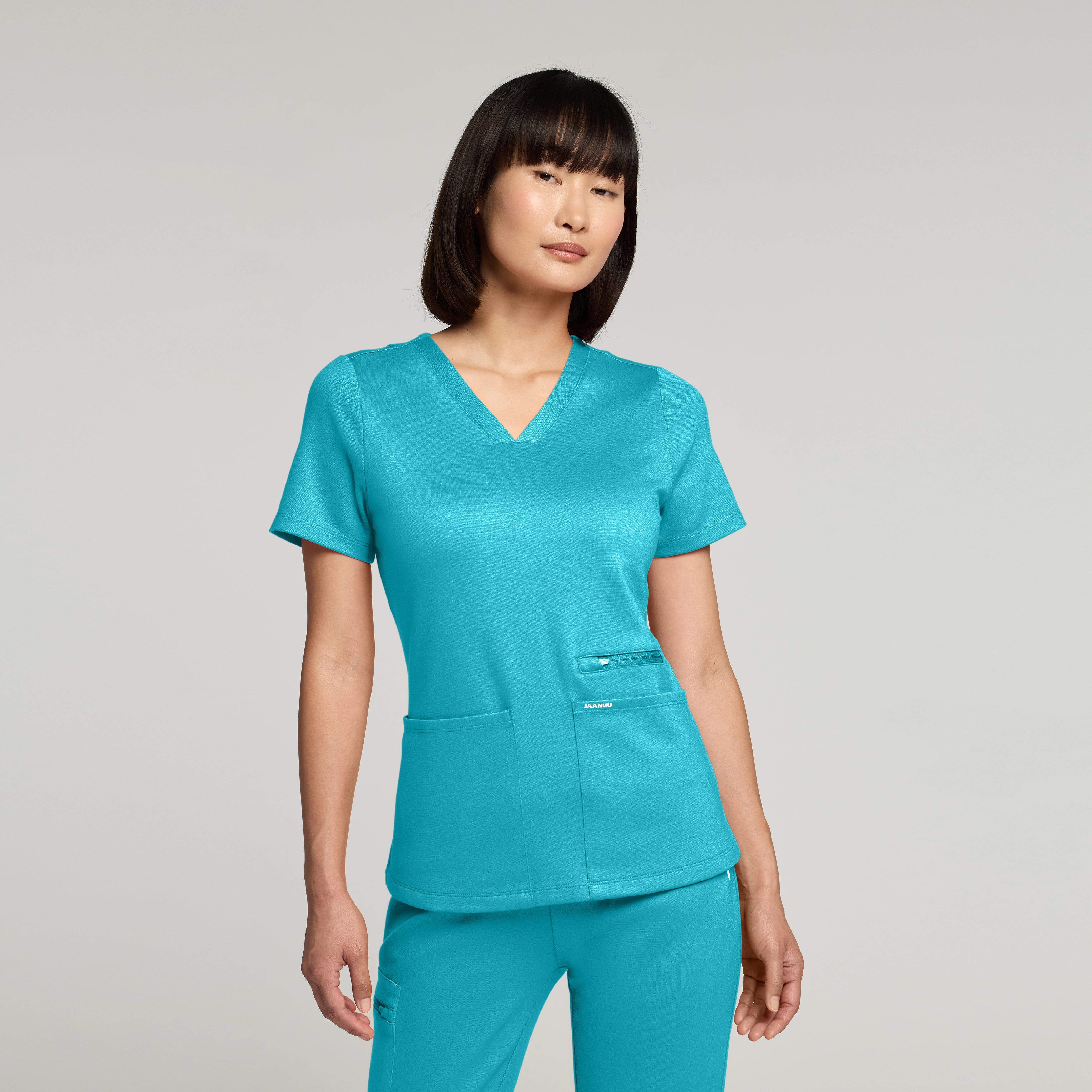 Kass Slim 4-Pocket UltraSOFT™ Scrub Top - Marina