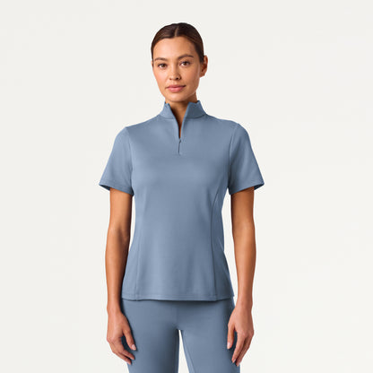 Astra Slim Half-Zip UltraSOFT Scrub Top - Storm Blue