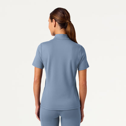 Astra Slim Half-Zip UltraSOFT Scrub Top - Storm Blue