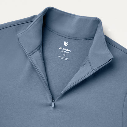 Astra Slim Half-Zip UltraSOFT Scrub Top - Storm Blue