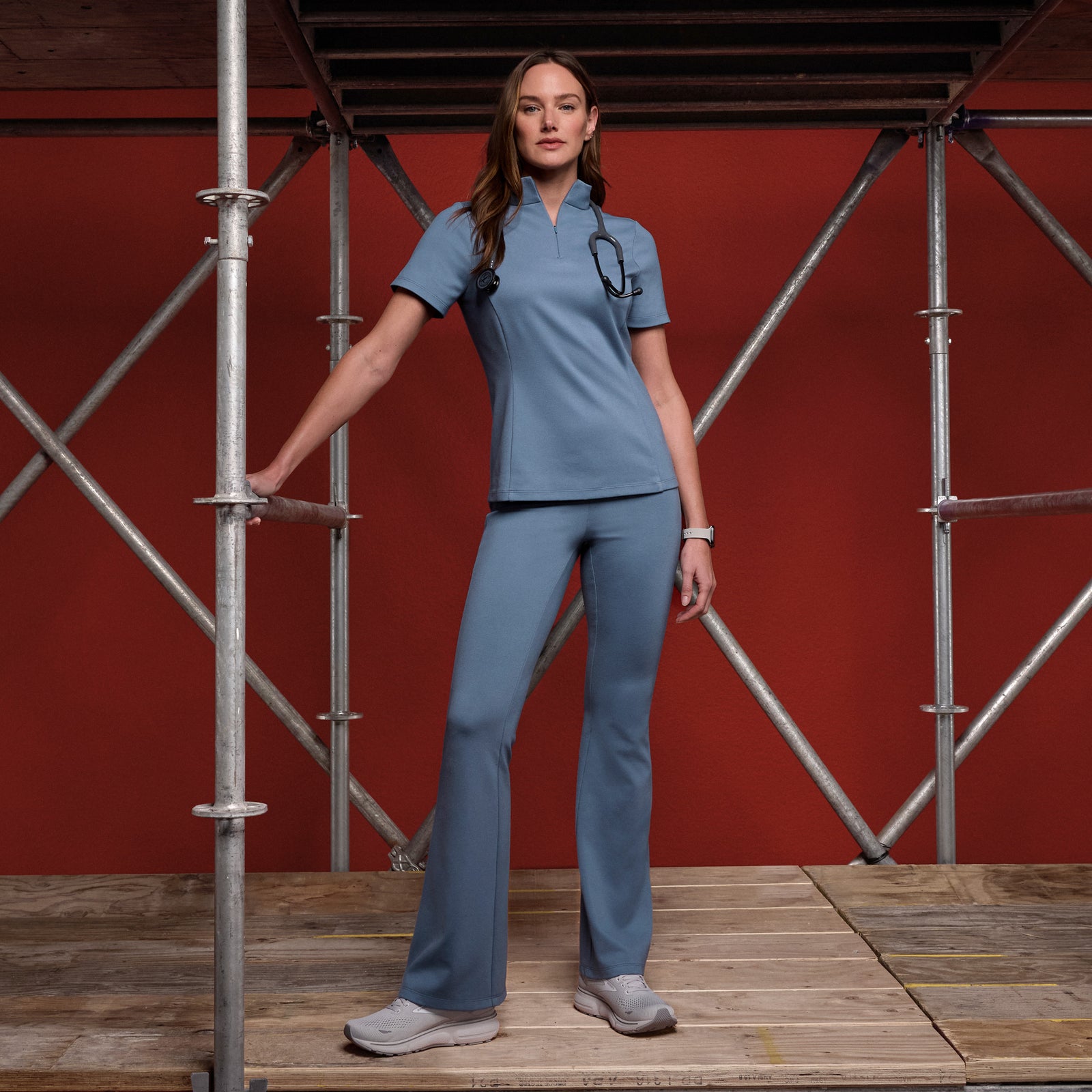 Lina UltraSOFT Yoga Flare Scrub Pant - Rosewood