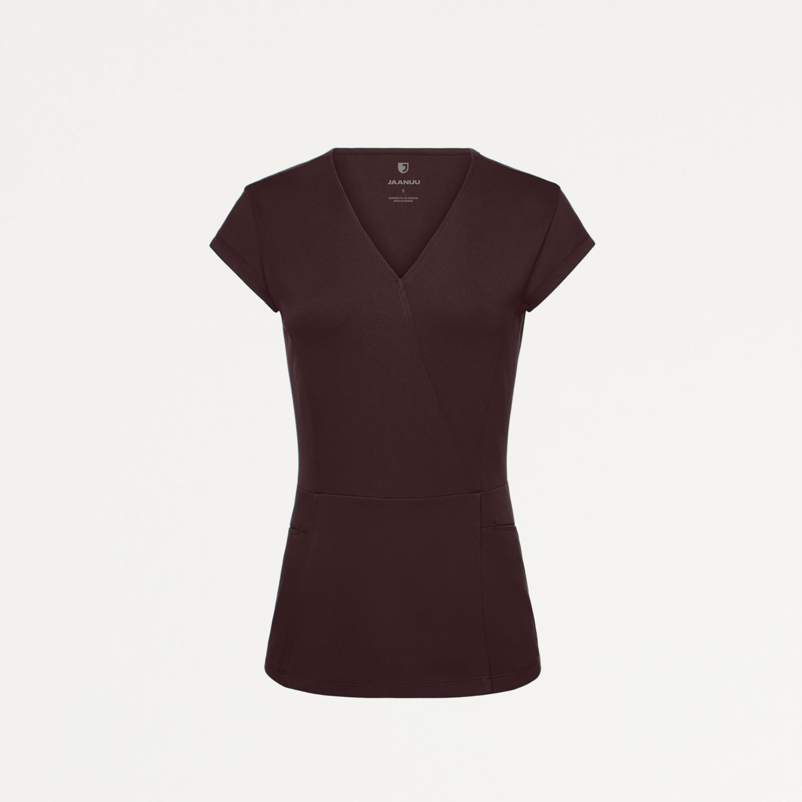 Isla Mock-Wrap UltraSOFT Scrub Top - Espresso