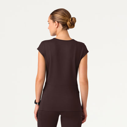 Isla Mock-Wrap UltraSOFT Scrub Top - Espresso