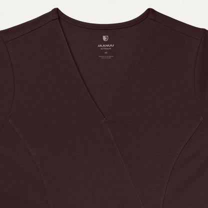 Isla Mock-Wrap UltraSOFT Scrub Top - Espresso