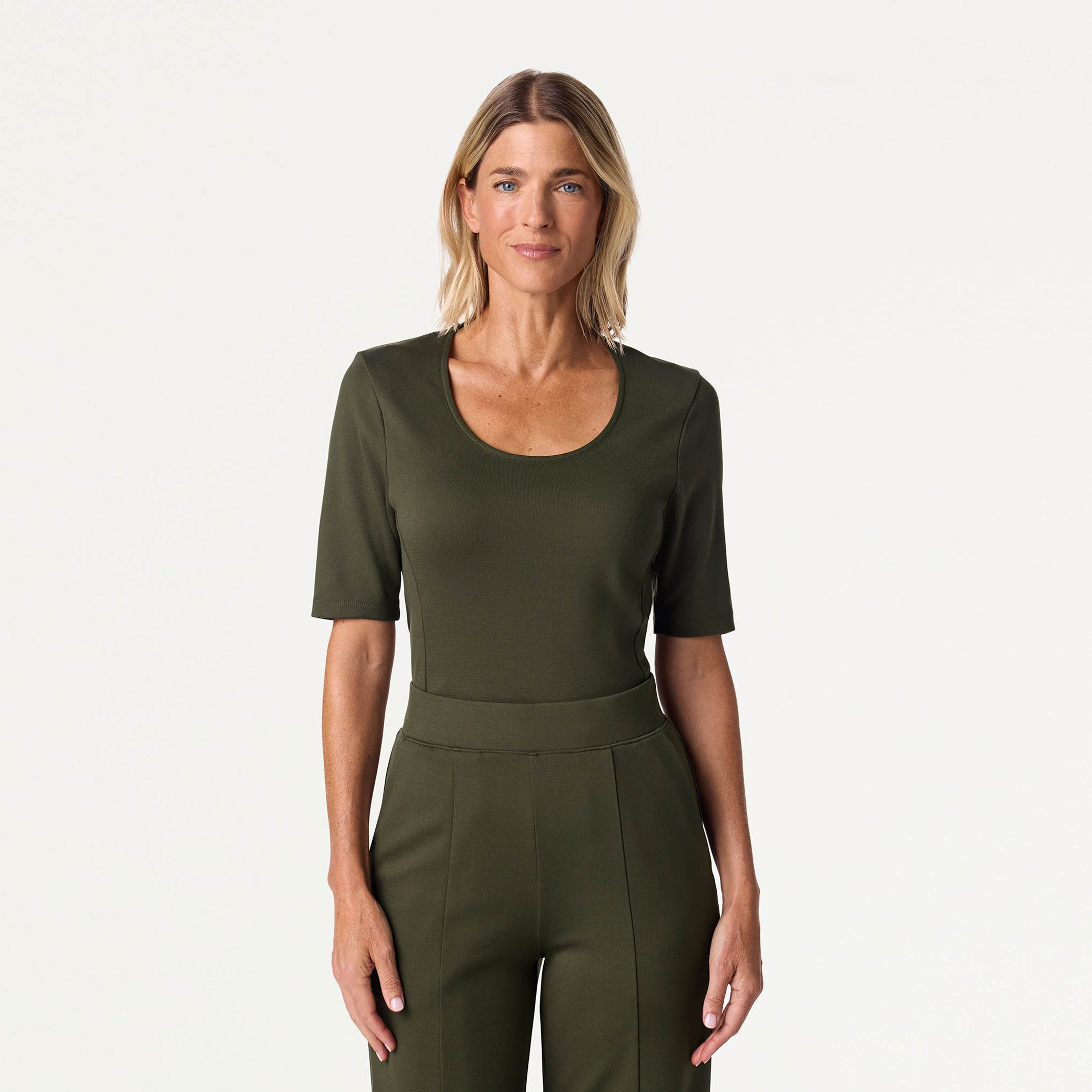 Cora U-Neck Scrub Top - Deep Olive