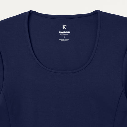 Cora U-Neck UltraSOFT™ Scrub Top - Midnight Navy