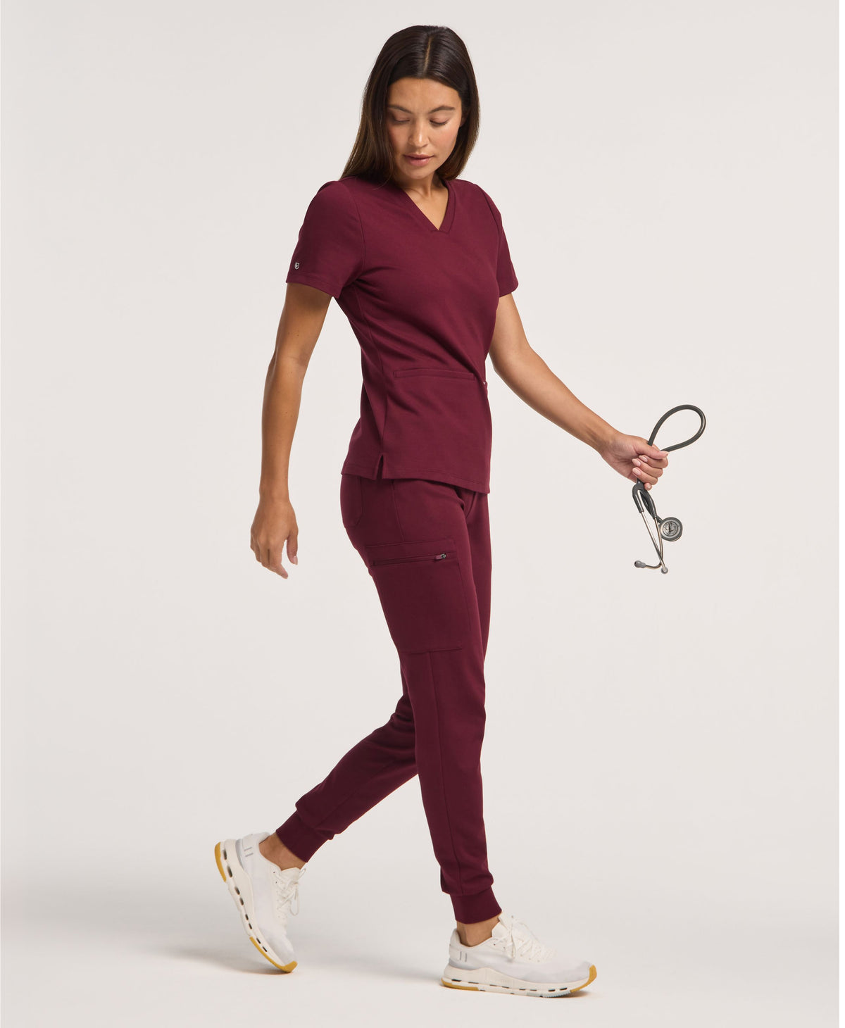 Jaanuu Rubi Slim Scrub Jogger in Burgundy, product photo 1 of 6