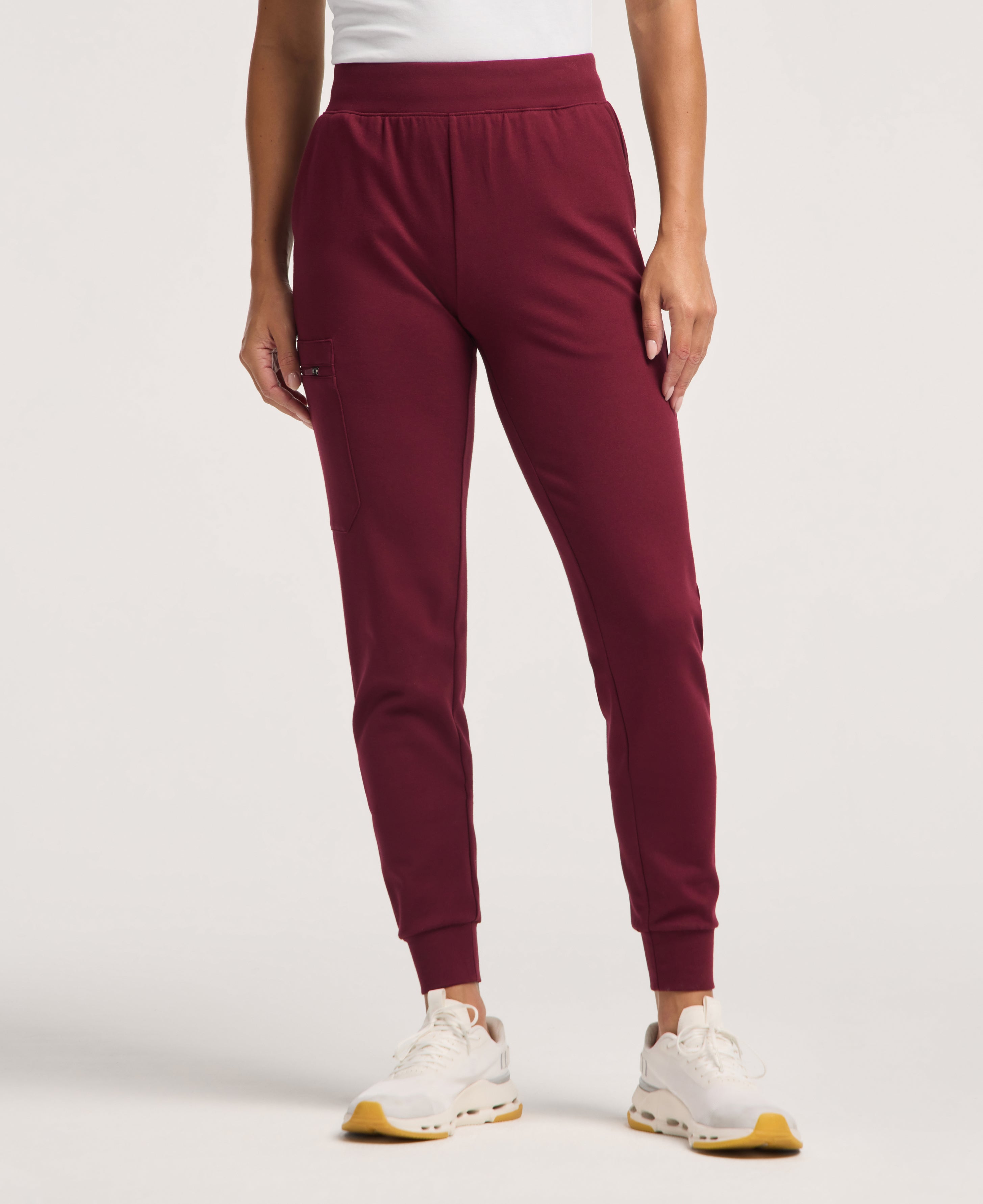 Jaanuu Rubi Slim Scrub Jogger in Burgundy, product photo 3 of 6