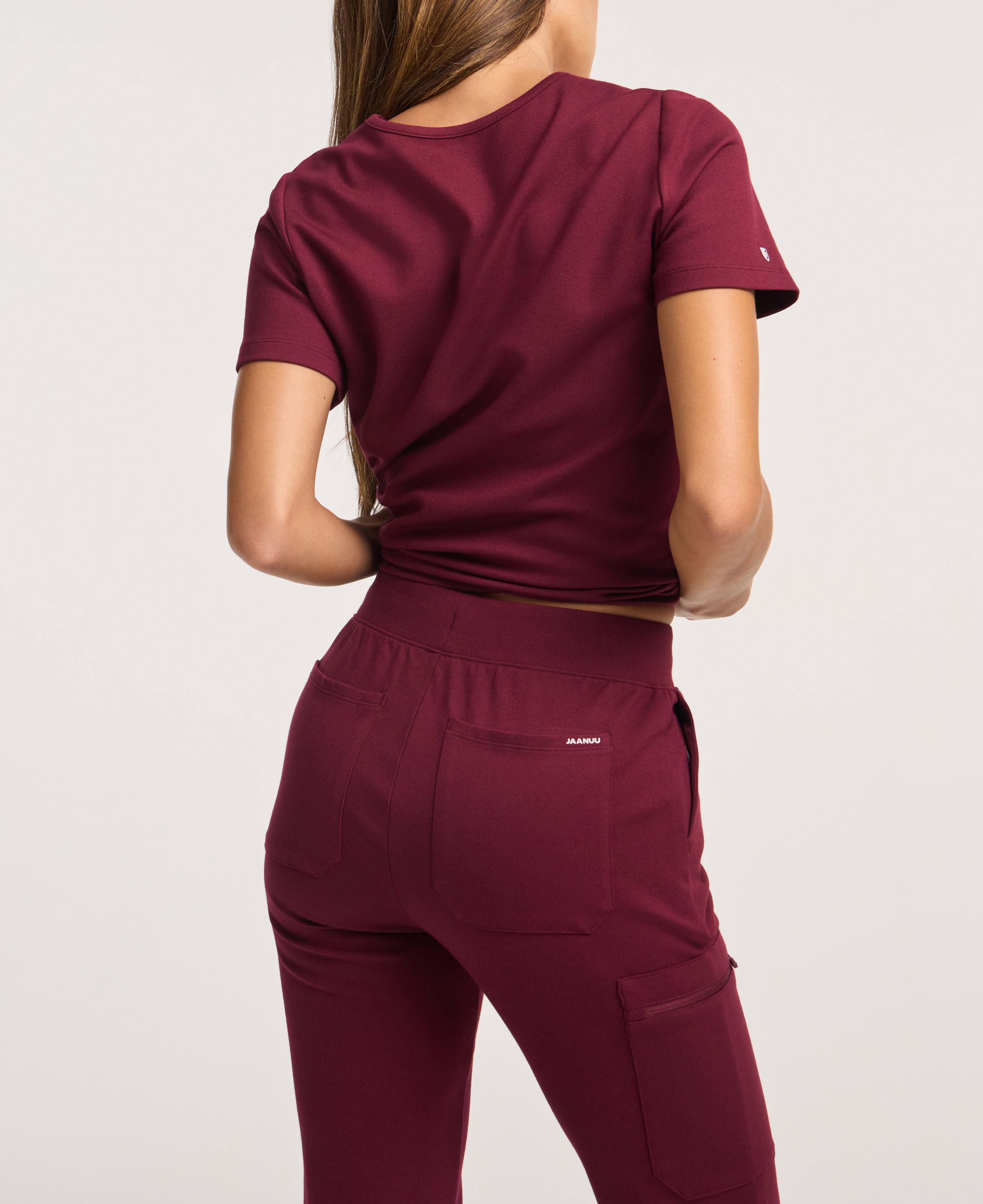 Jaanuu Rubi Slim Scrub Jogger in Burgundy, product photo 6 of 6