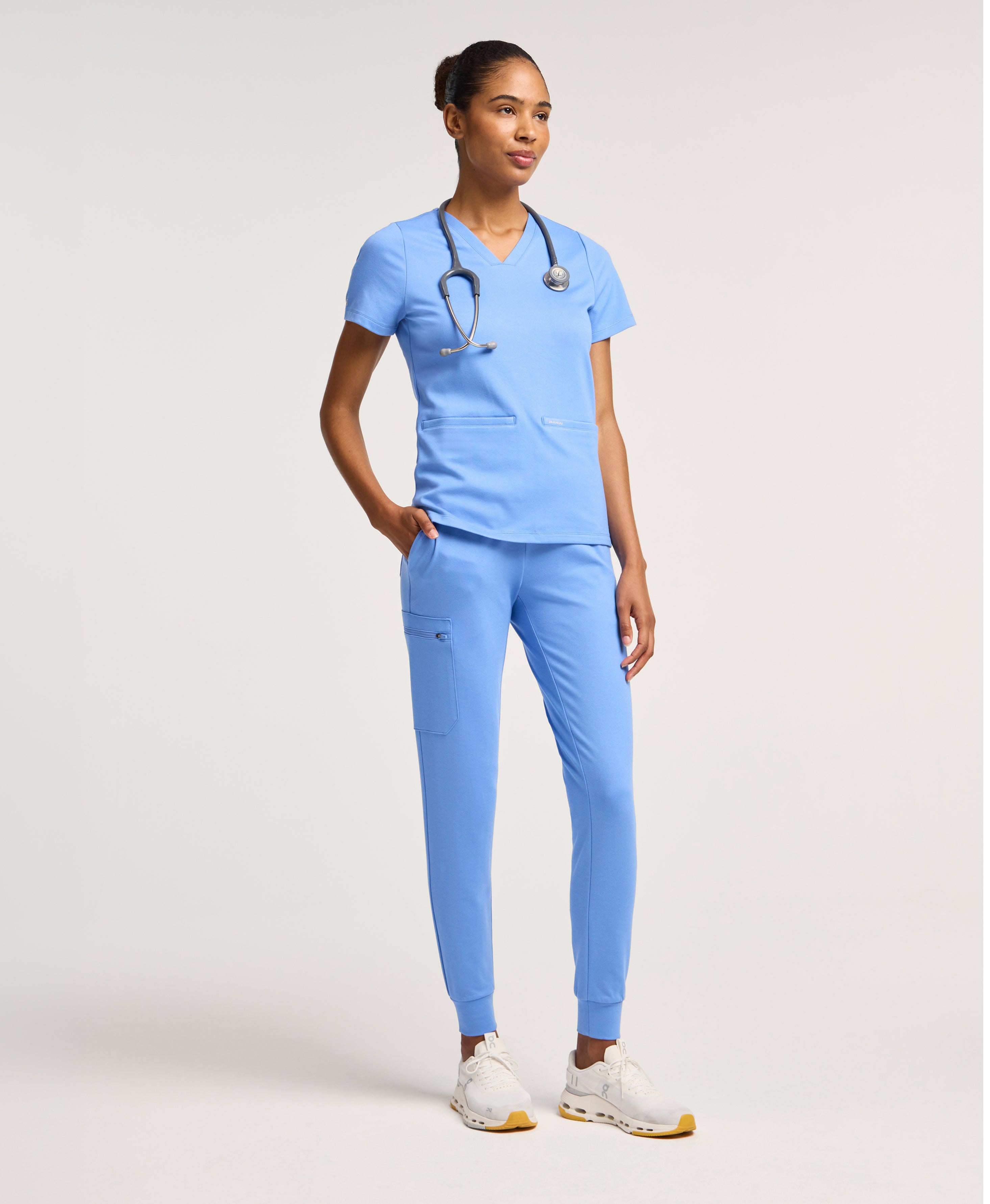 Jaanuu Rubi Slim Scrub Jogger in Ceil Blue, product photo 1 of 6
