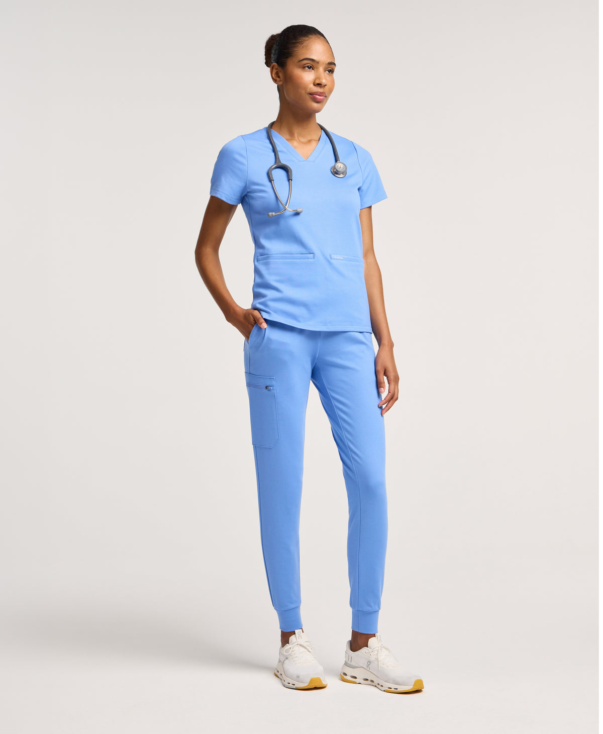 Jaanuu Rubi Slim Scrub Jogger in Ceil Blue, product photo 1 of 6