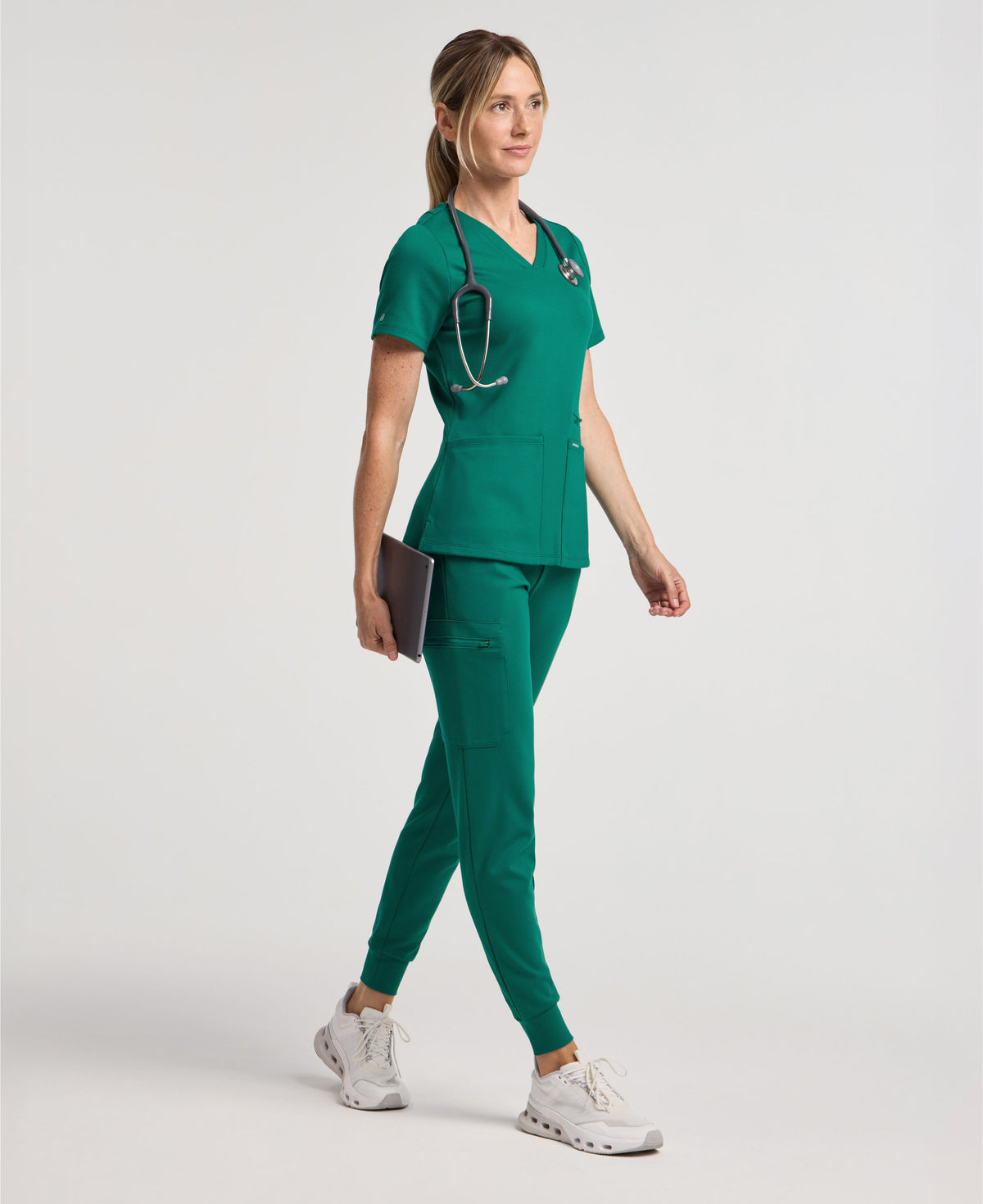 Jaanuu Rubi Slim Scrub Jogger in Hunter Green, product photo 2 of 6