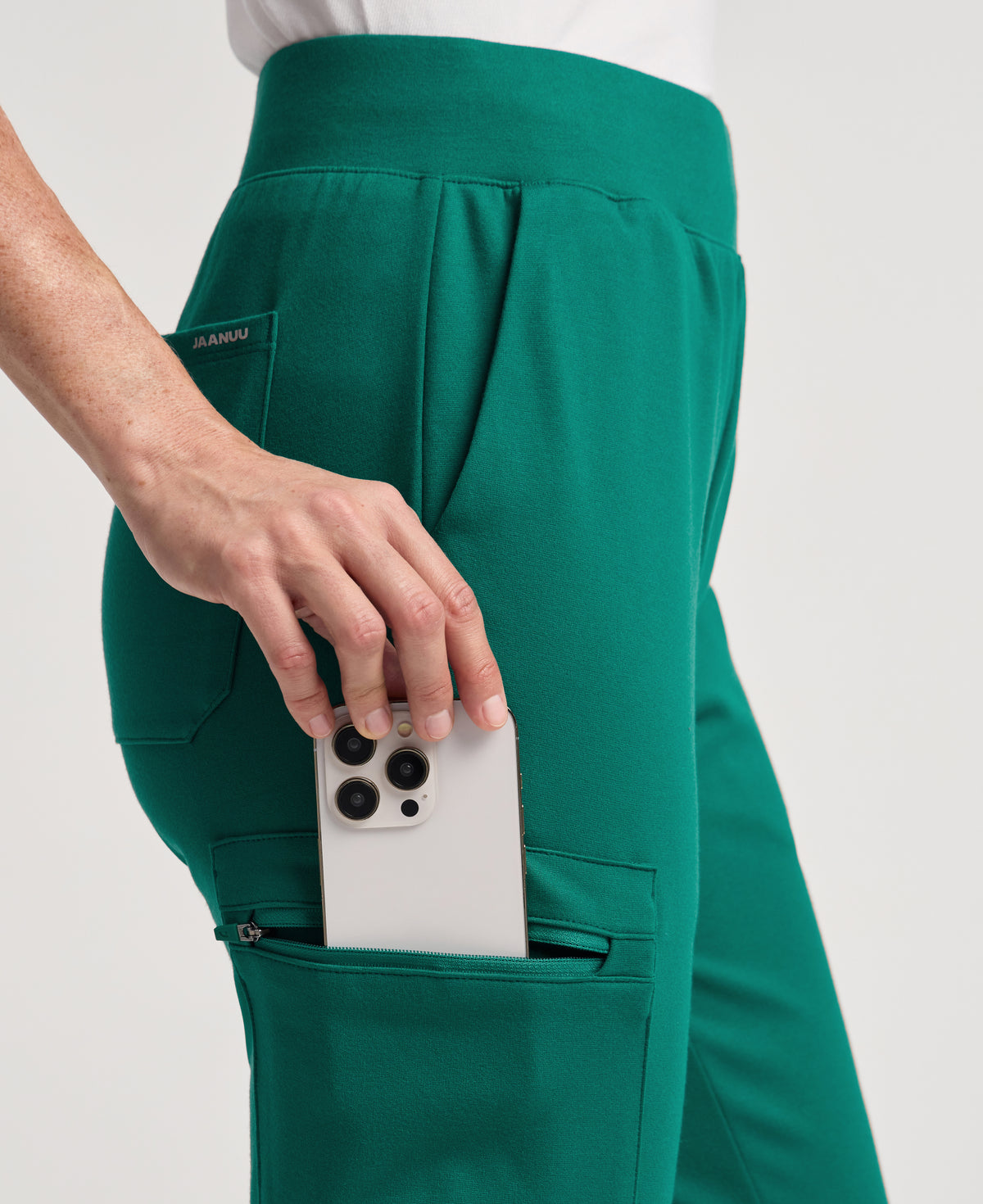 Jaanuu Rubi Slim Scrub Jogger in Hunter Green, product photo 4 of 6