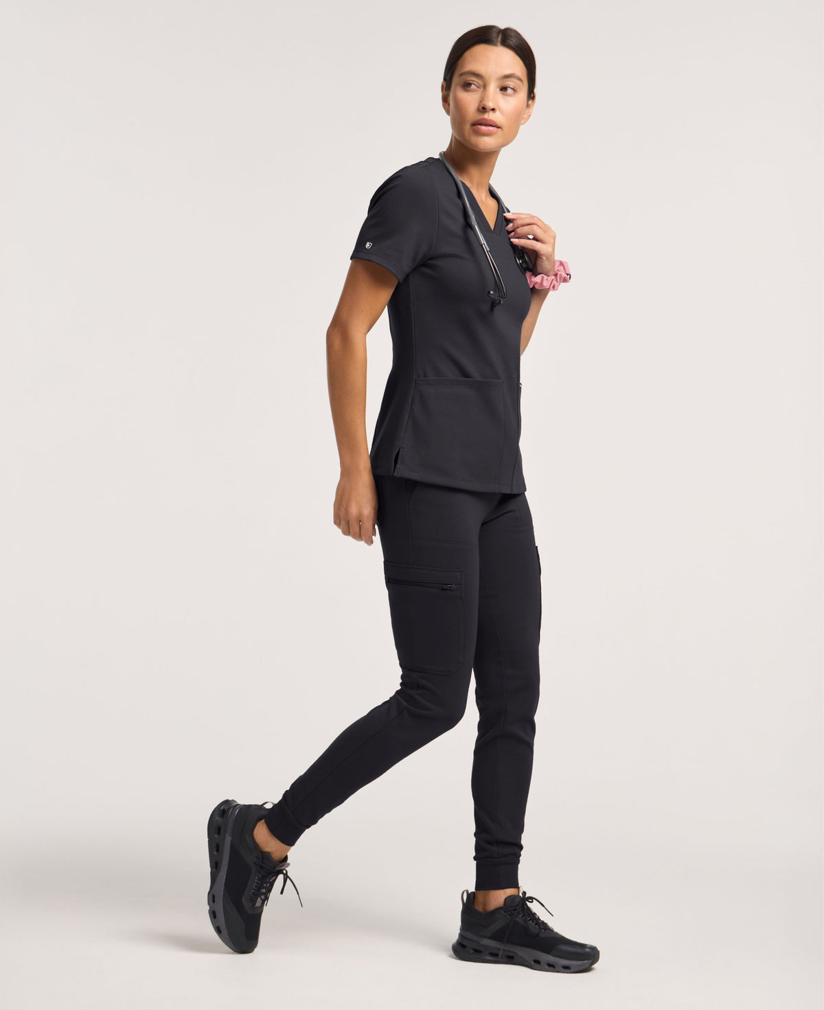 Jaanuu Kait 10-Pocket Skinny Scrub Jogger in Black, product photo 2 of 6